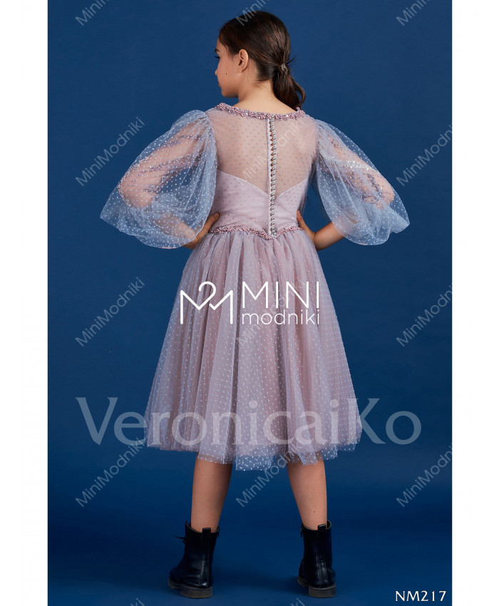 Платье короткое Серо-розовый горох от Veronicaiko - 2